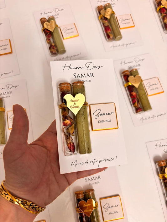 Henna & Rose Petal Test Tube Favor Set with Premium Chocolate