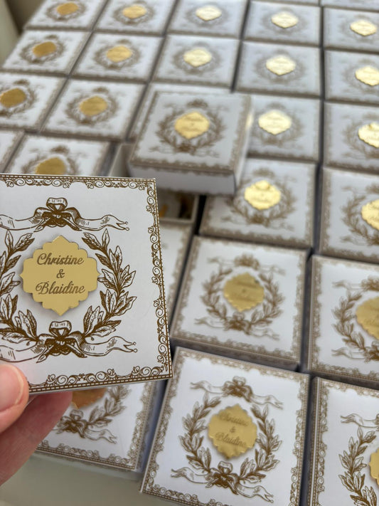 Personalized Luxe Keepsake Box with Mini Book & Ornate Prayer Beads - Custom Event Favor