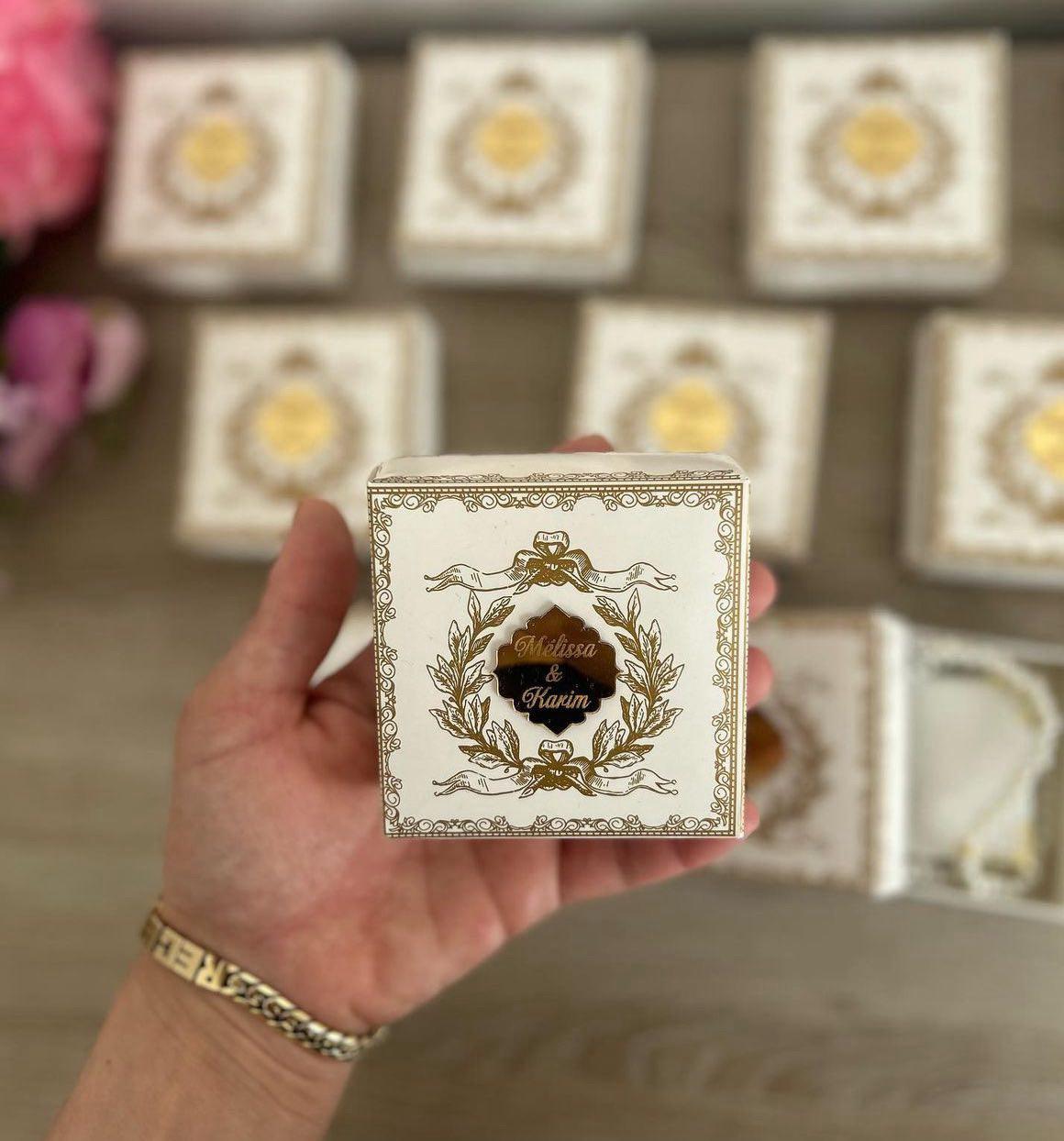 Personalized Luxe Keepsake Box with Mini Book & Ornate Prayer Beads - Custom Event Favor