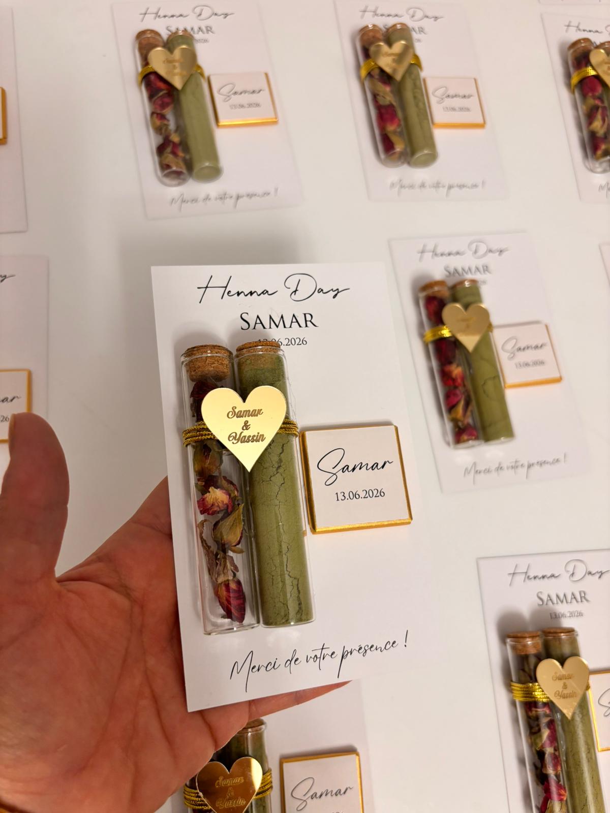 Henna & Rose Petal Test Tube Favor Set with Premium Chocolate