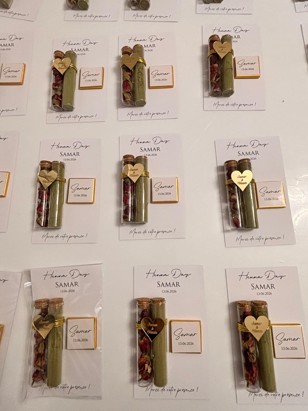 Henna & Rose Petal Test Tube Favor Set with Premium Chocolate