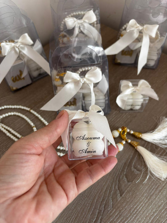 Ultimate Personalized Favor Set - Mini Quran, Bubble Candle & Premium Tasbih in Clear Gift Bag